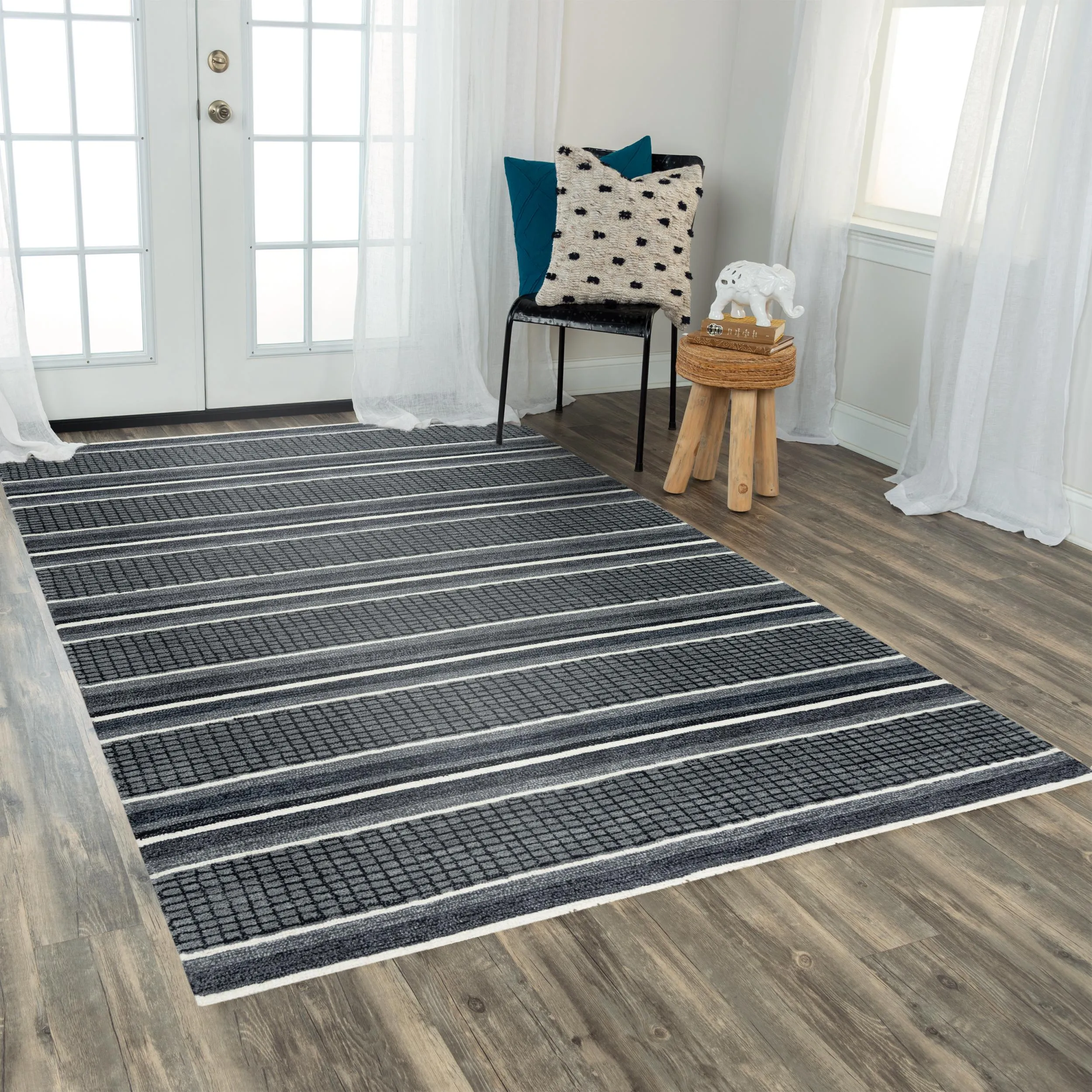 Katana Charcoal Stripe Wool 8'6" x 11'6" Rectangle Rug