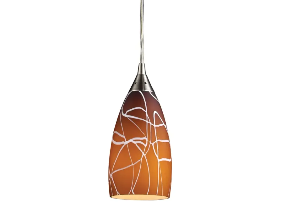 Abstraction 1-Light Pendant in Brown and Satin Nickel Finish