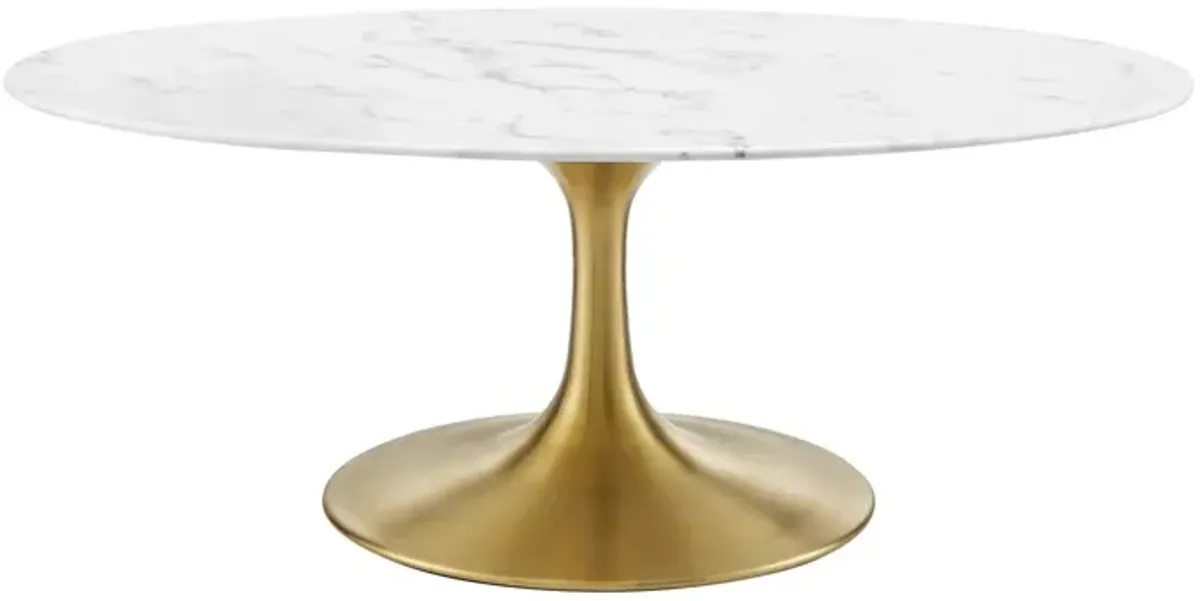 Lippa 42" Oval Artificial Marble Coffee Table