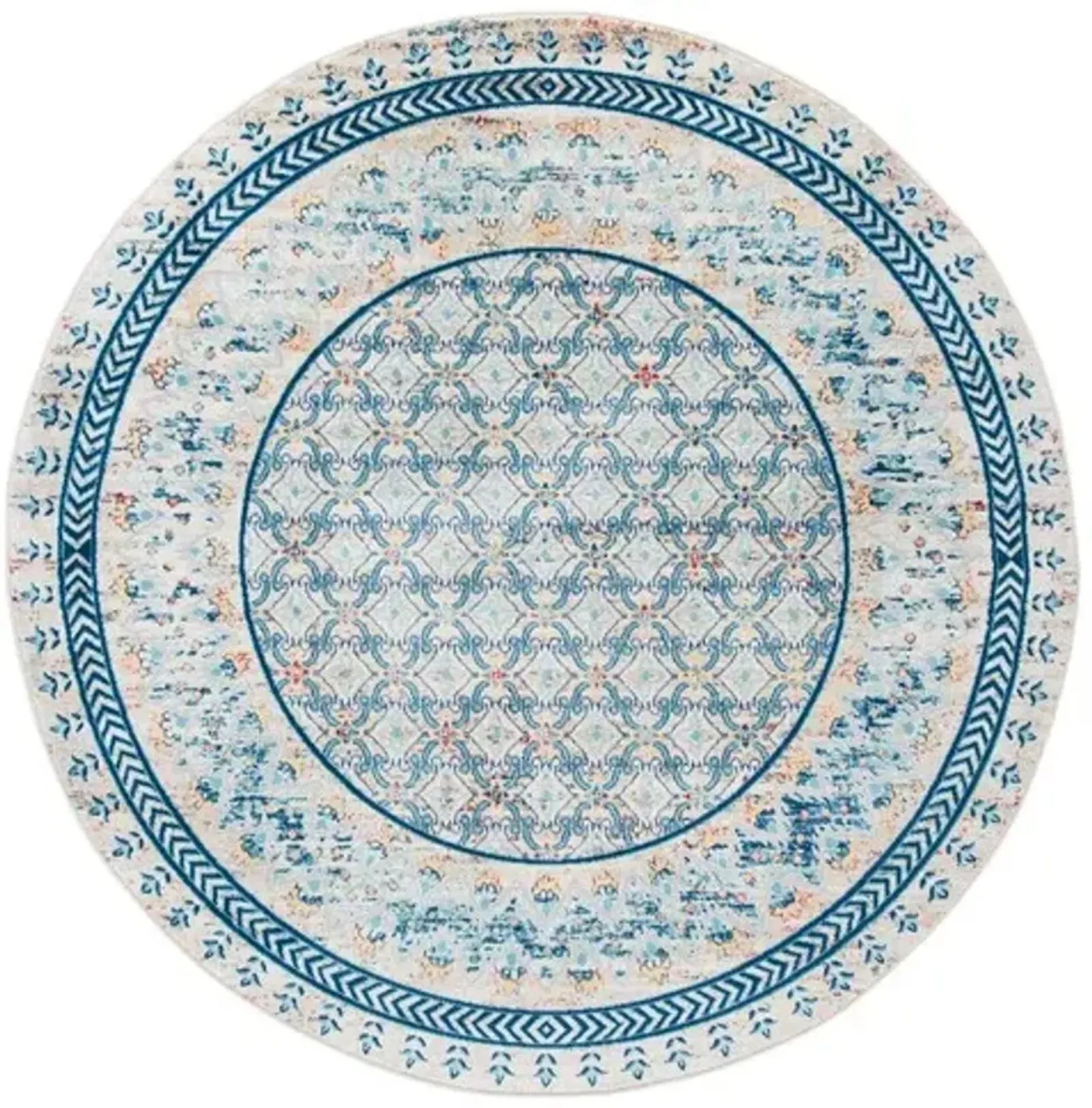 Brentwood 899 Blue / Yellow 6'-7" X 6'-7" Round Round Powerloomed Rug