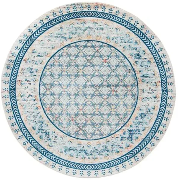 Brentwood 899 Blue / Yellow 6'-7" X 6'-7" Round Round Powerloomed Rug