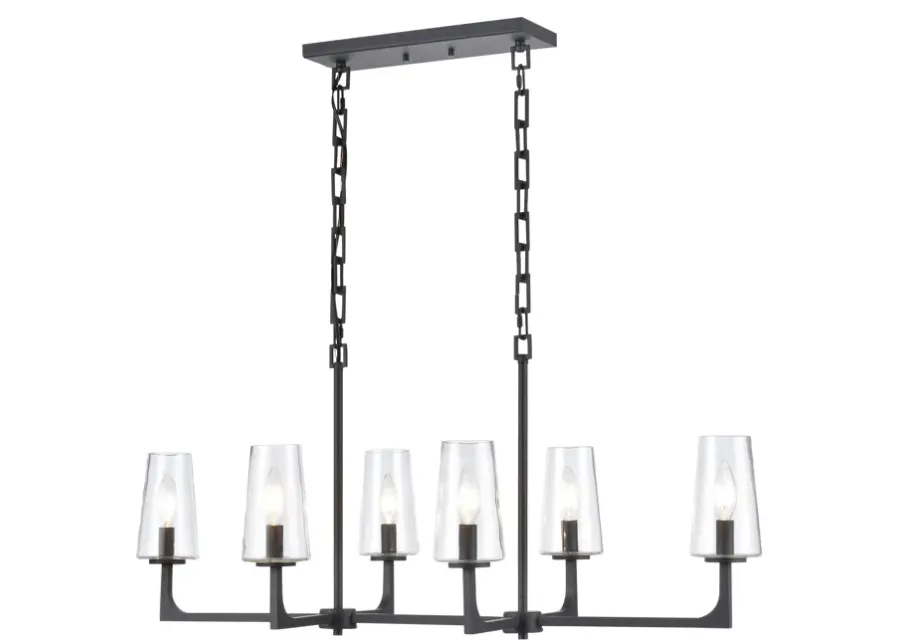 Fitzroy 36'' Wide 6-Light Linear Chandelier - Matte Black