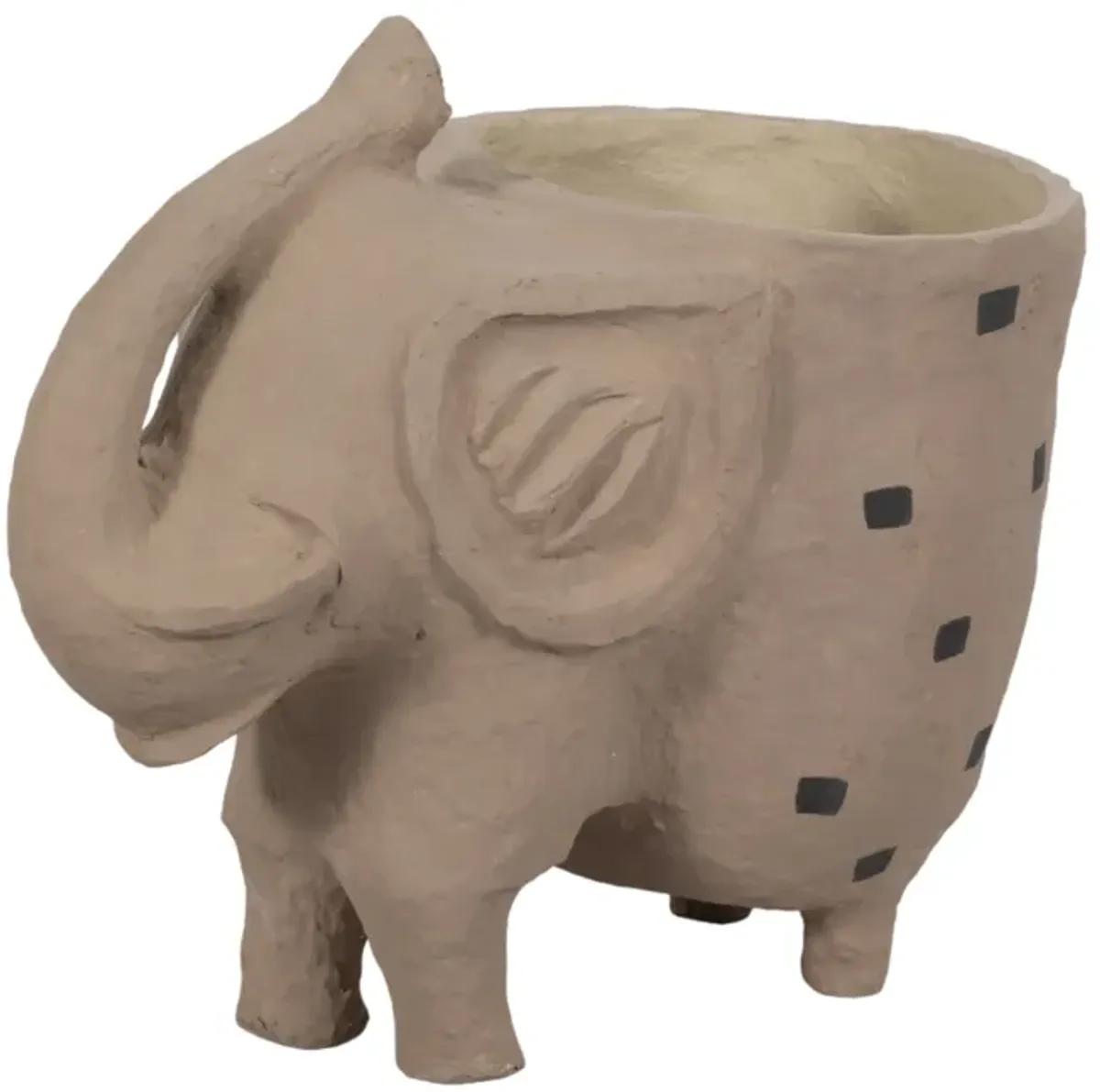 25" Paper Mache Elephant Planter, Ivory