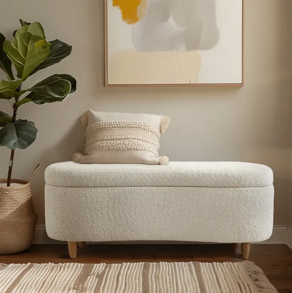 Boucle Flip Top Storage Bench