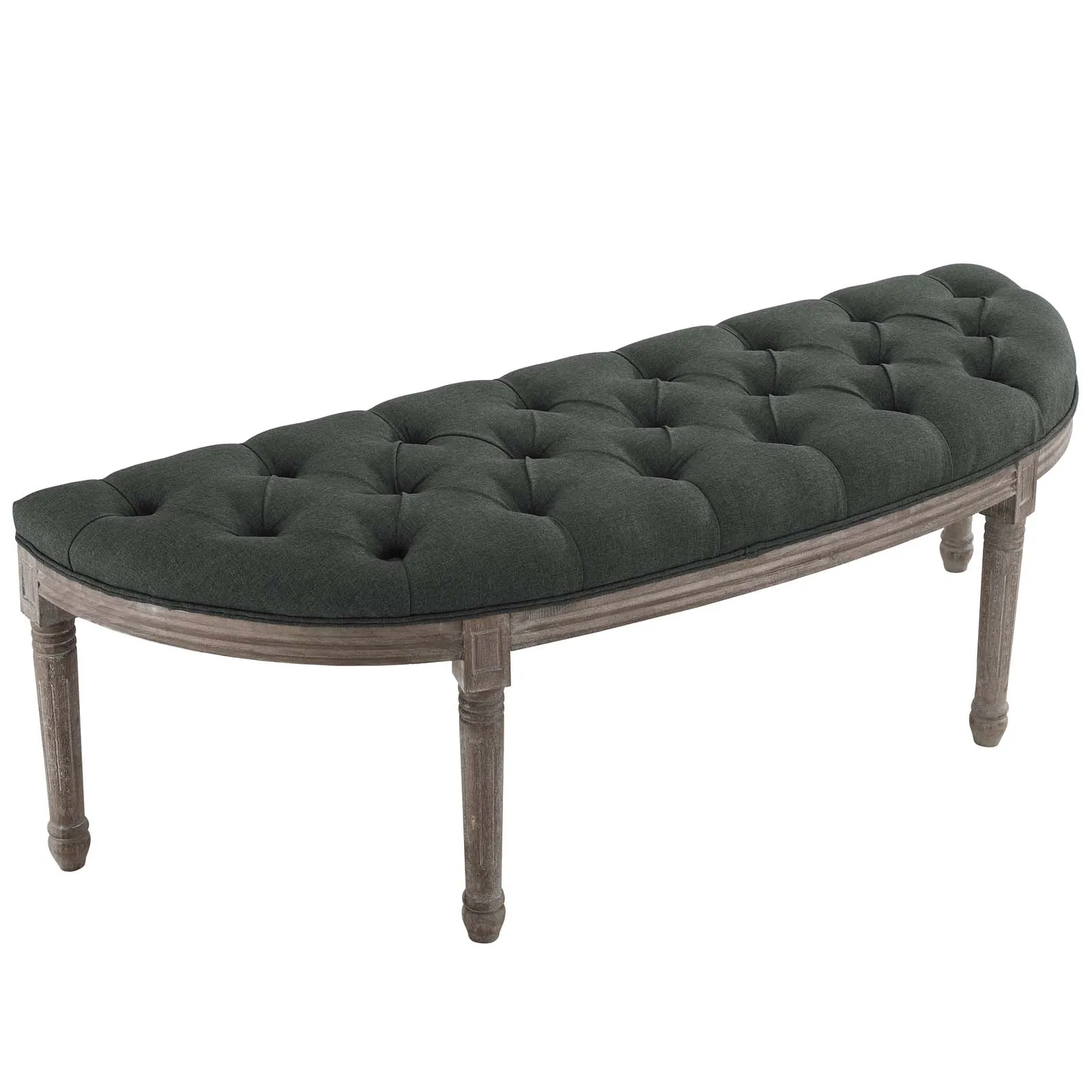 Esteem Vintage French Upholstered Fabric Semi-Circle Bench