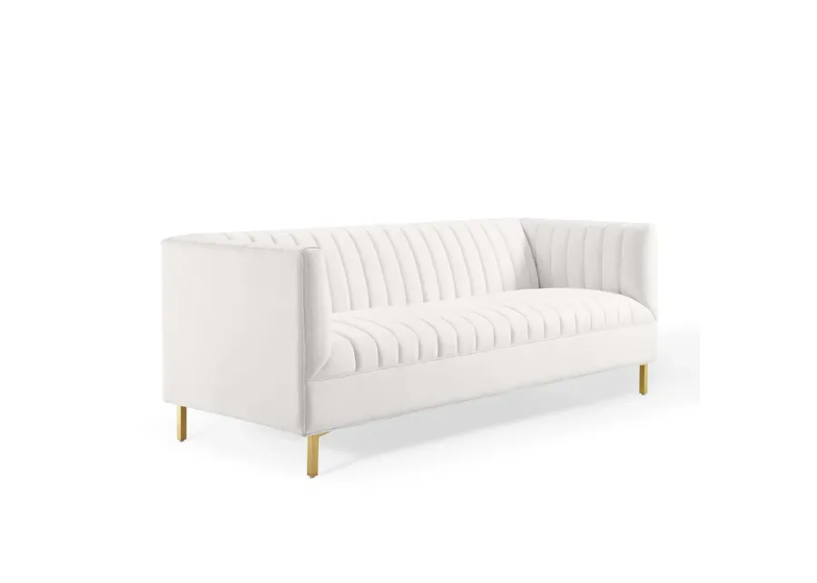 Shift Channel Tufted Performance Velvet Sofa