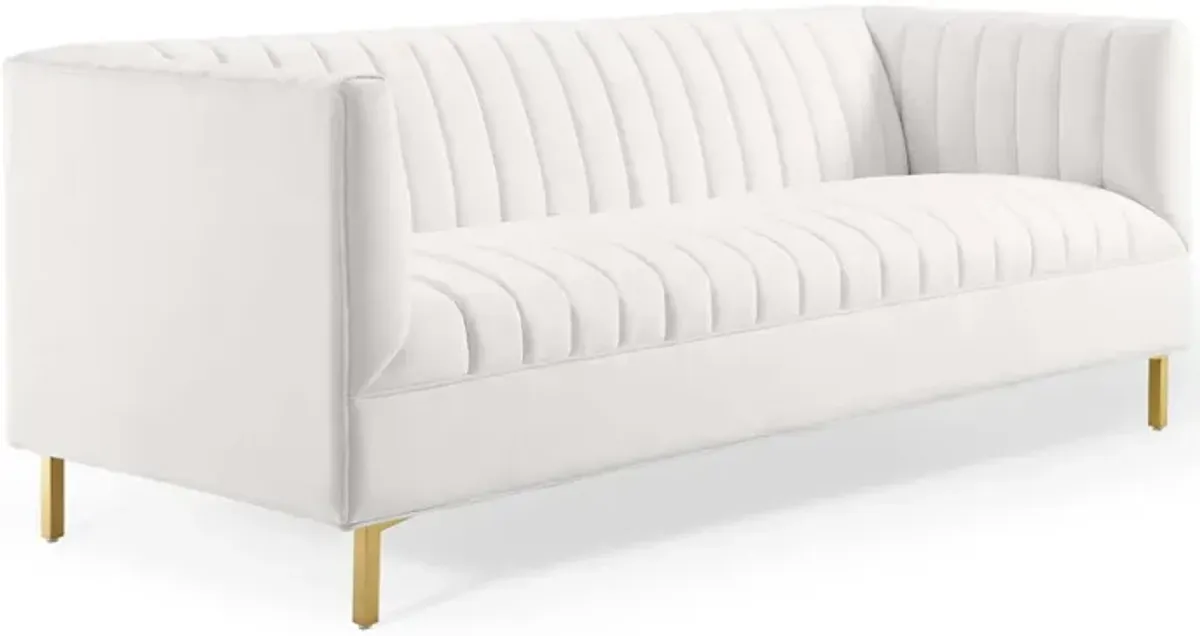 Shift Channel Tufted Performance Velvet Sofa