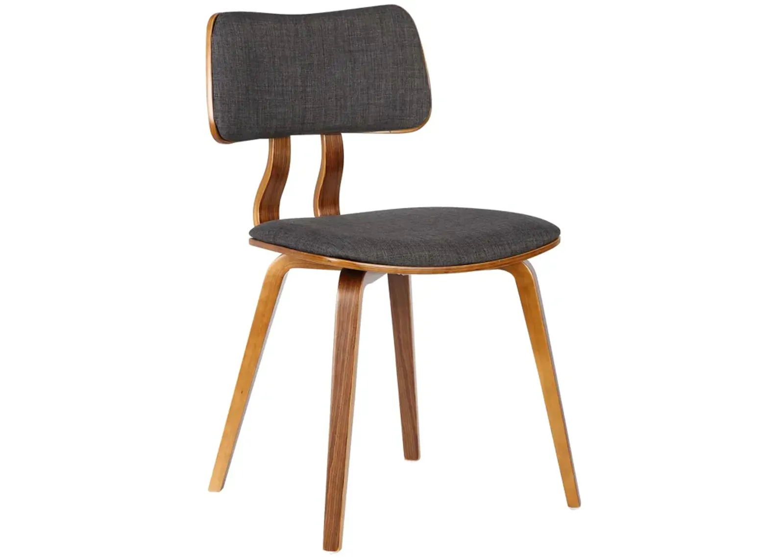 Jaguar Mid-Century Dining Chair in Walnut Wood and Charcoal Fabric