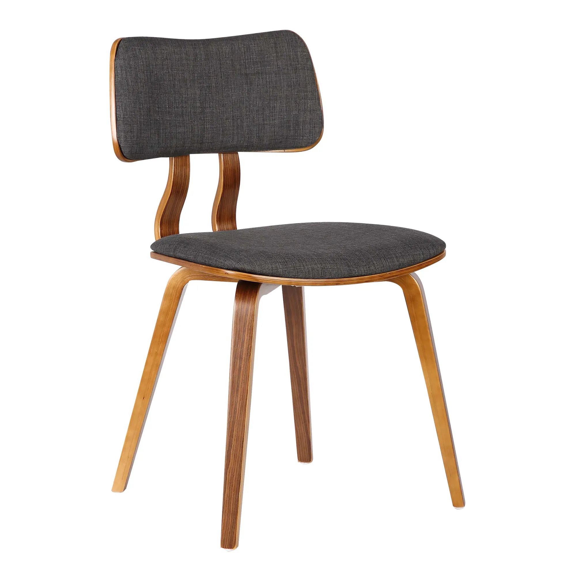 Jaguar Mid-Century Dining Chair in Walnut Wood and Charcoal Fabric