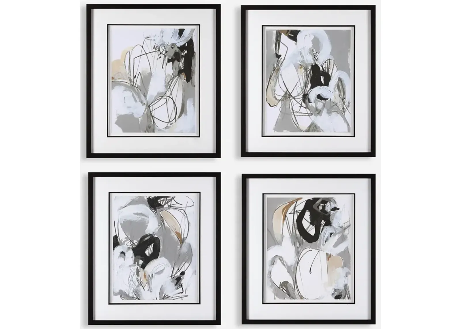 Tangled Threads Abstract Framed Prints - Set of 4