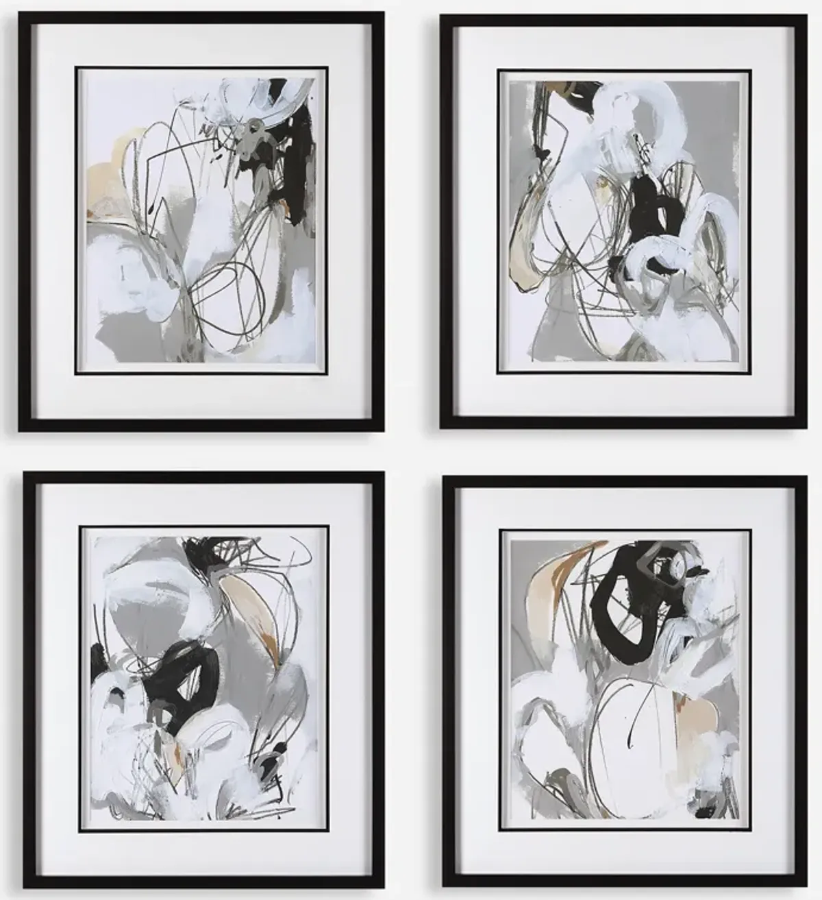 Tangled Threads Abstract Framed Prints - Set of 4