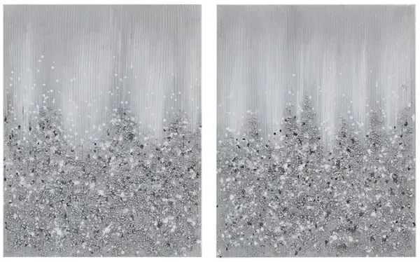 Madison Park Silver Glimmer Silver Heavily Embellished 2-piece Canvas Wall Art Set