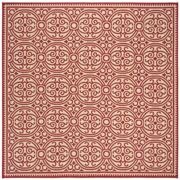 LINDEN 134 Collection LND134Q-6SQ Red / Creme 6'-7" X 6'-7" Square