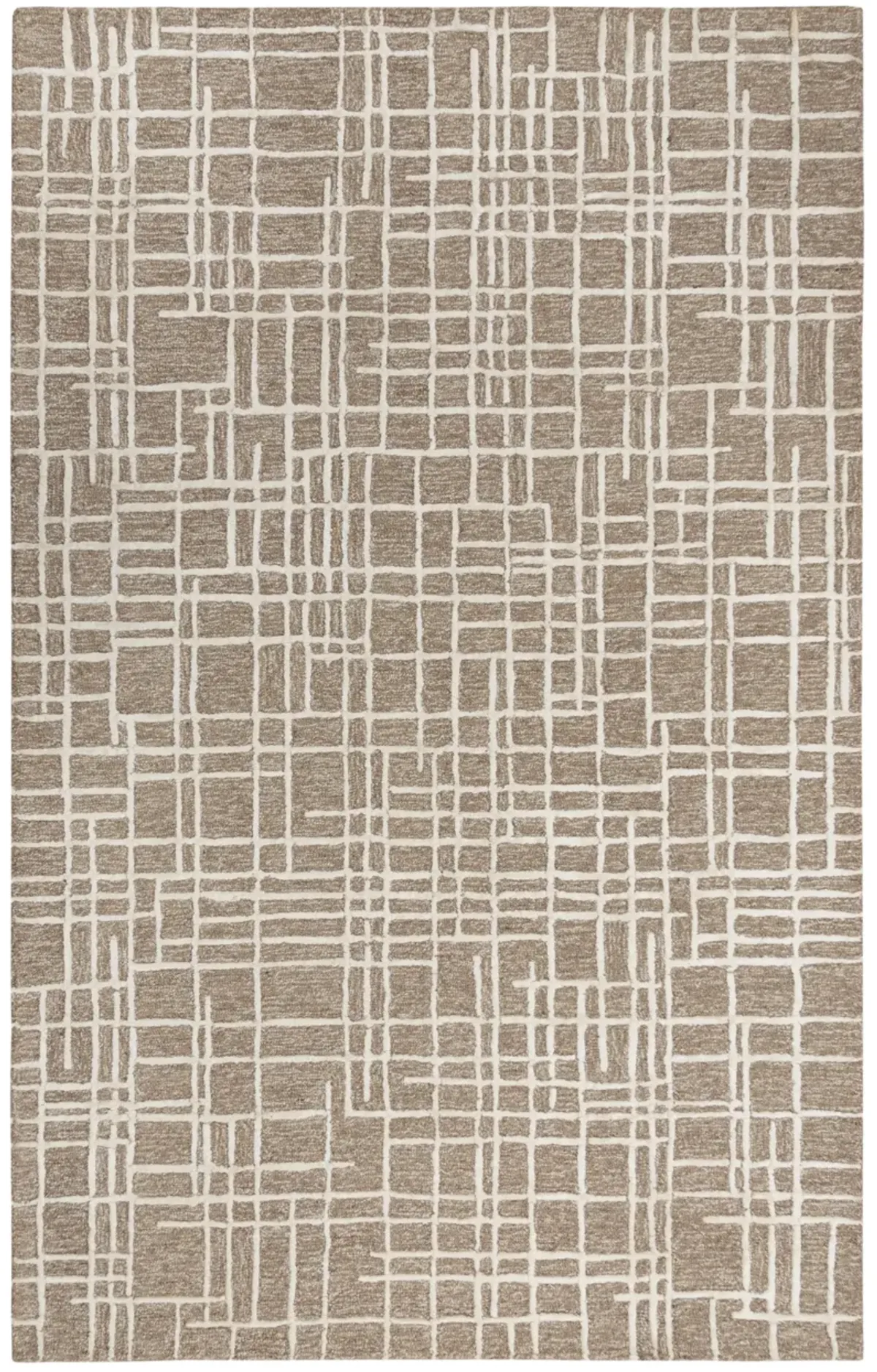 Jazz Brown/Natural Geometric Wool/Tencel 8'9" x 11'9" Rectangle Rug