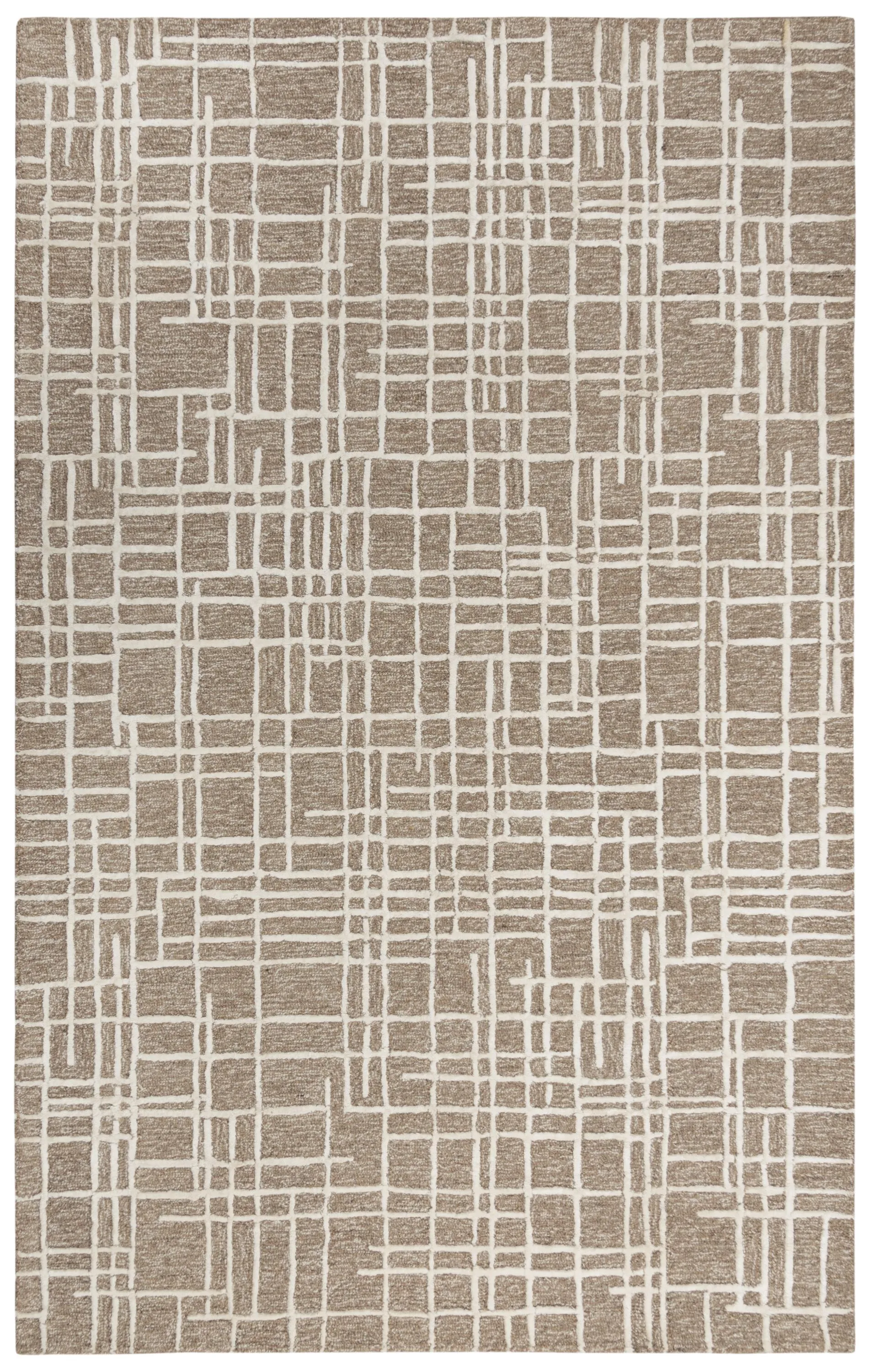 Jazz Brown/Natural Geometric Wool/Tencel 8'9" x 11'9" Rectangle Rug