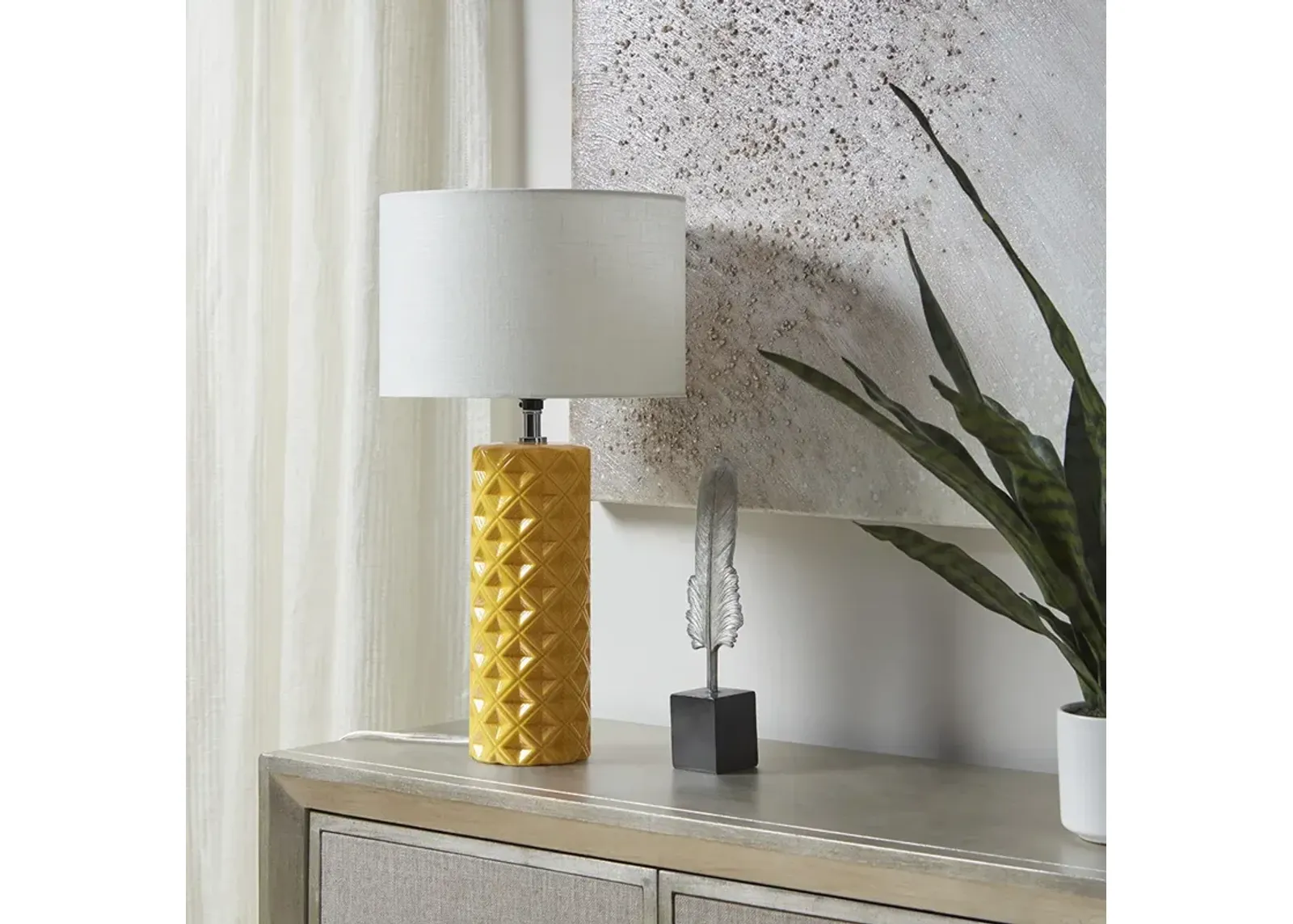 510 Design Macey Yellow Geometric Ceramic Table Lamp