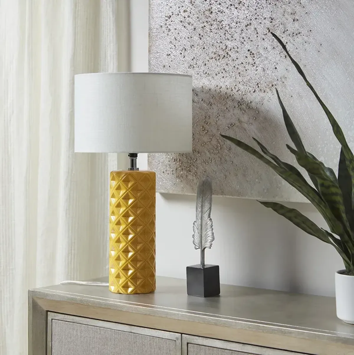 510 Design Macey Yellow Geometric Ceramic Table Lamp