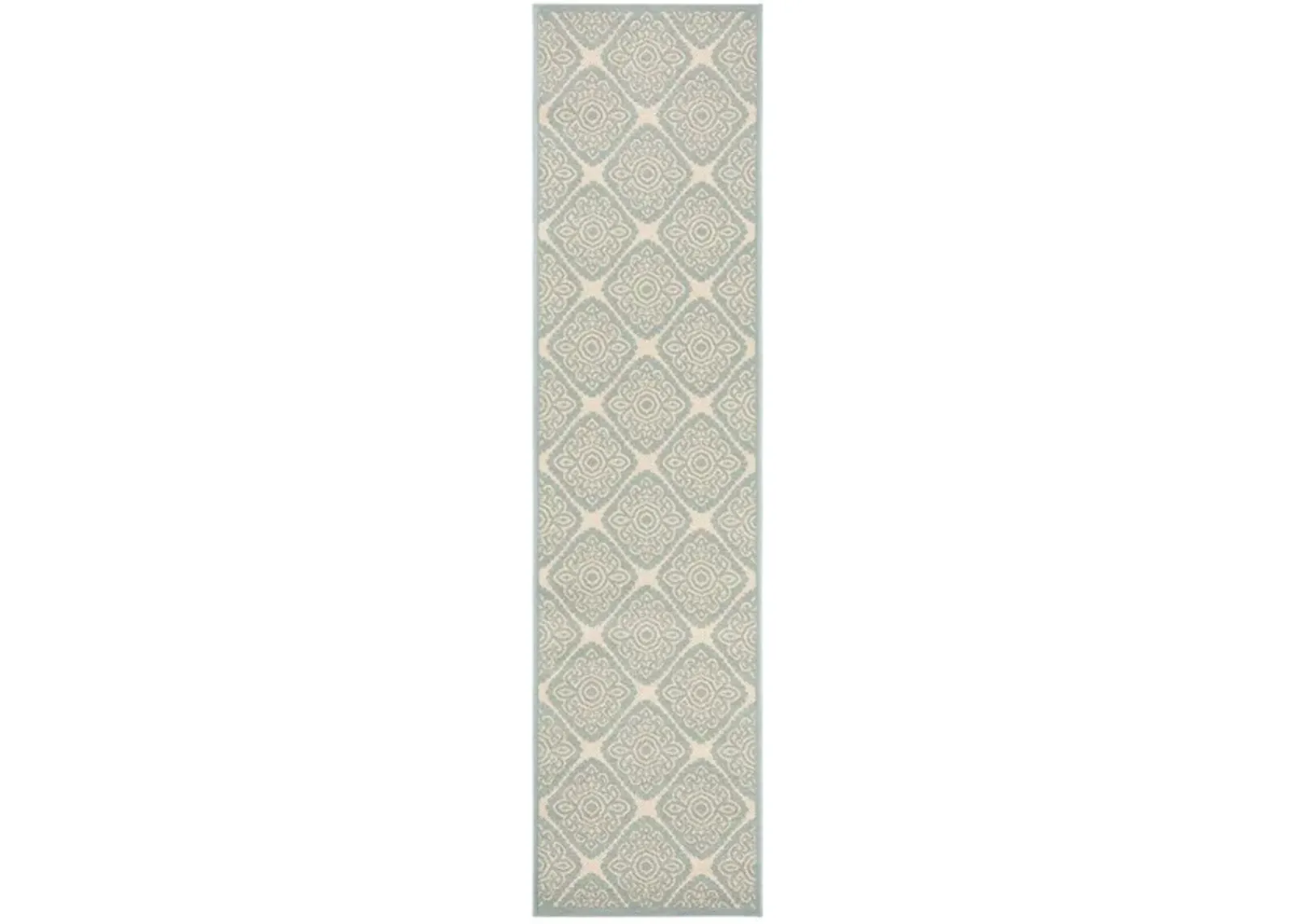 LINDEN 132 Collection LND132L-28 Cream / Aqua 2'-2" X 8'