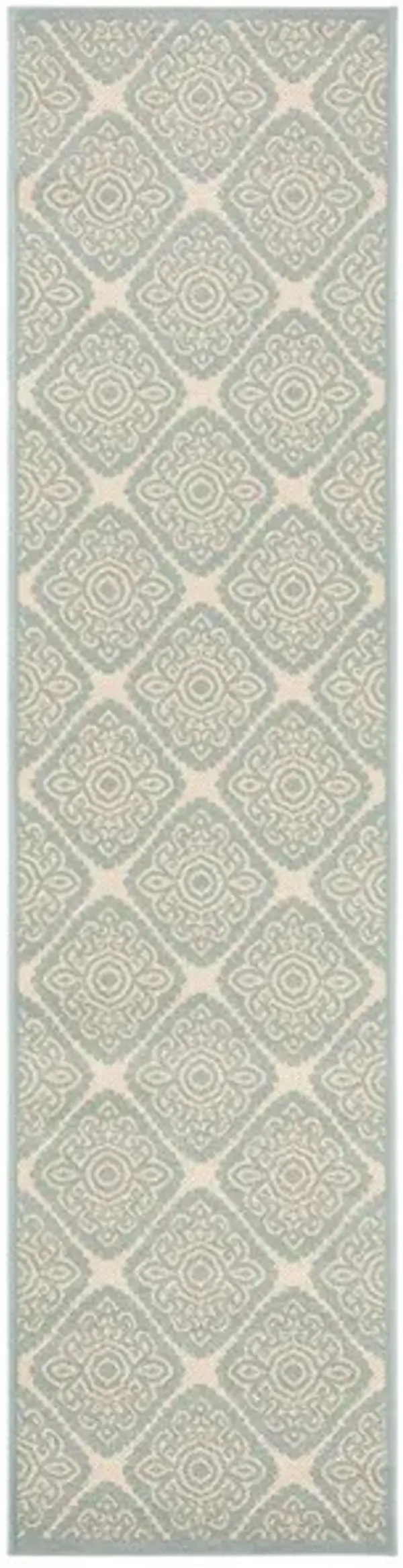LINDEN 132 Collection LND132L-28 Cream / Aqua 2'-2" X 8'