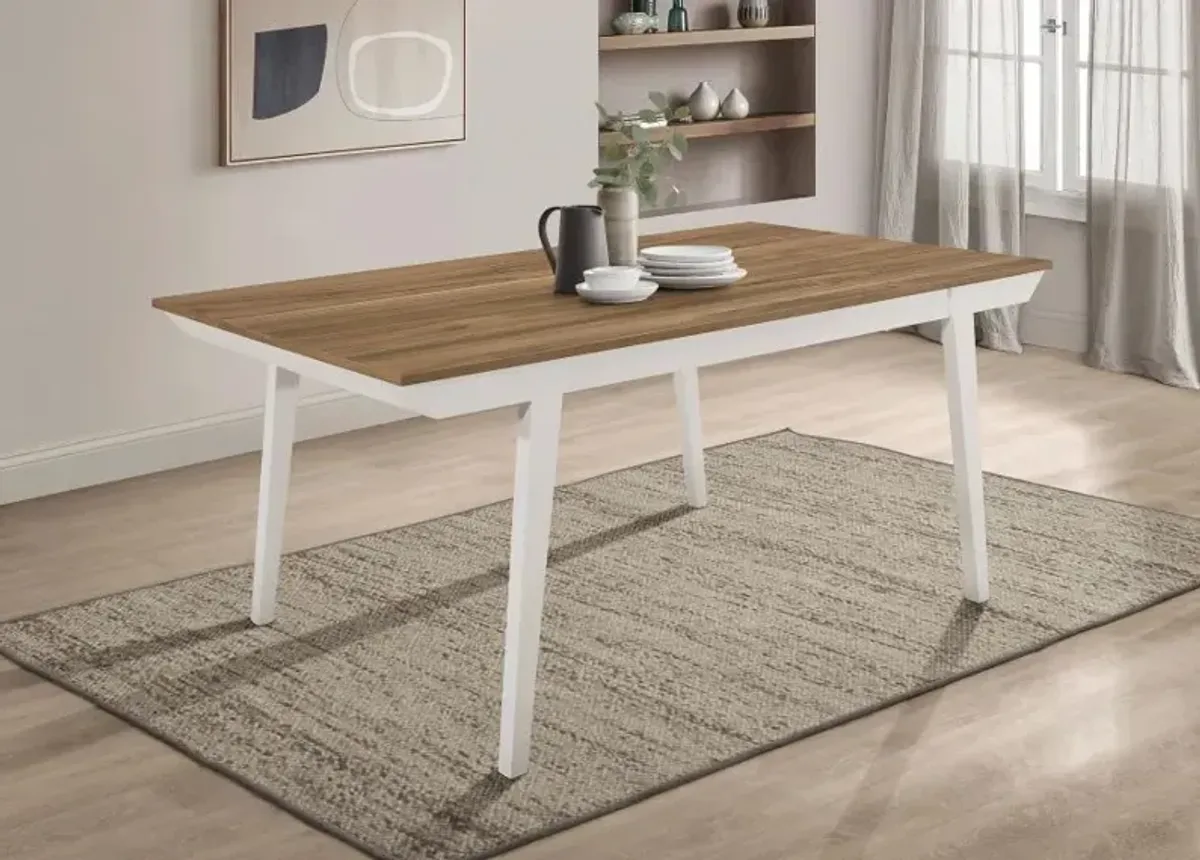 Nogales Rectangular Wood Dining Table Natural Acacia and Off White