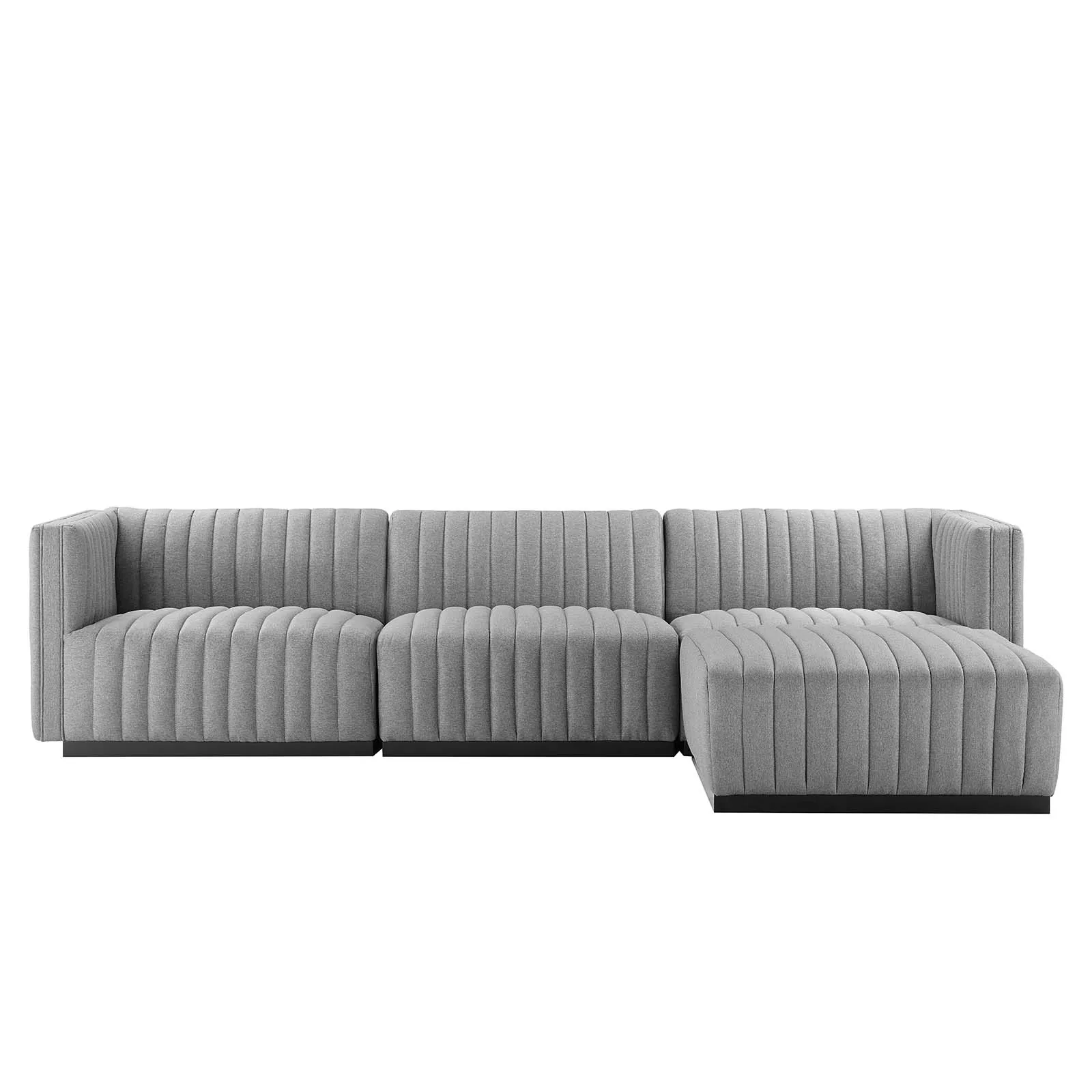 Conjure Channel Tufted Upholstered Fabric 4-Piece Sectional