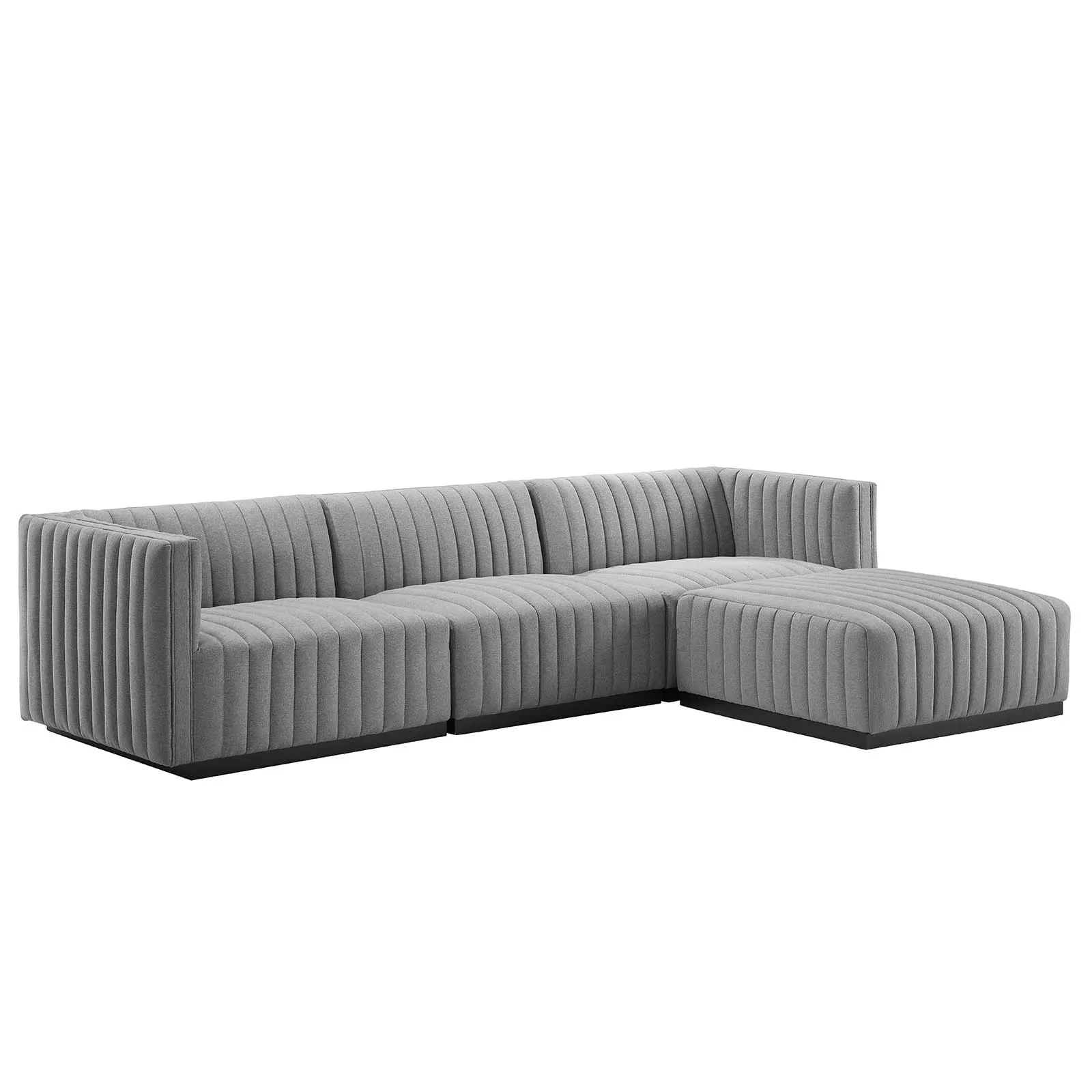 Conjure Channel Tufted Upholstered Fabric 4-Piece Sectional