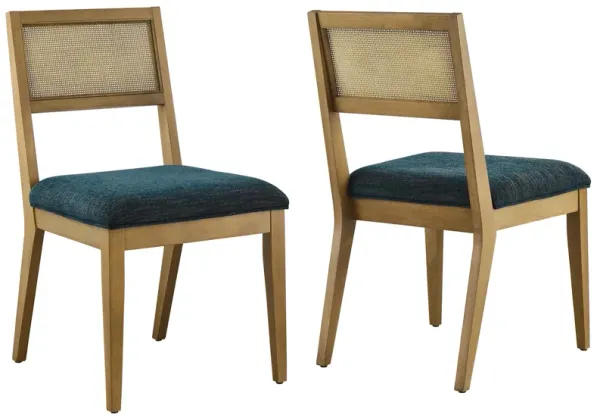 Nimba Faux Rattan Fabric Dining Chairs Set of 2 by Modway