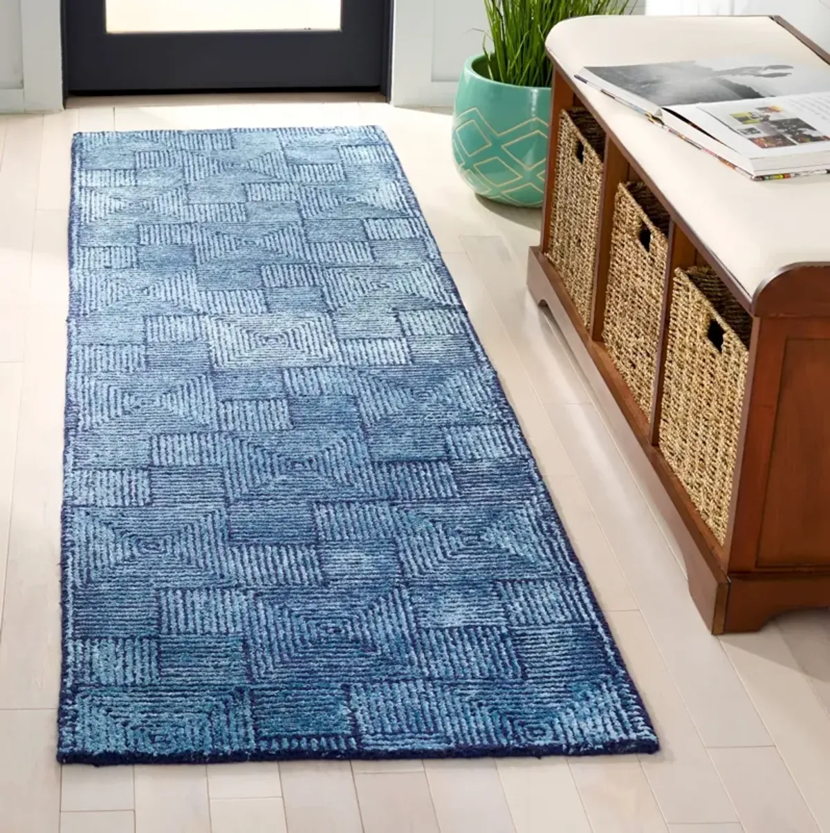 GLAMOUR 401 NAVY 2'-3' x 8' Runner Rug