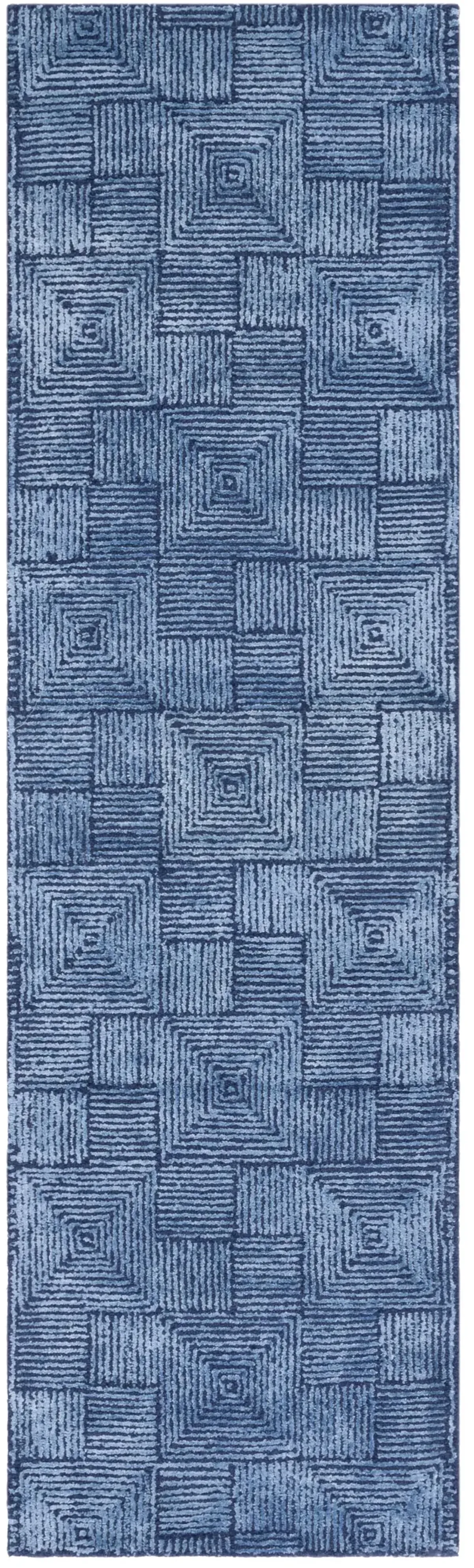 GLAMOUR 401 NAVY 2'-3' x 8' Runner Rug