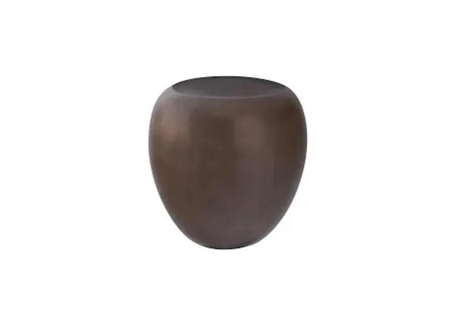 river stone side table, bronze