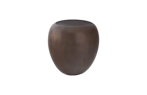 river stone side table, bronze