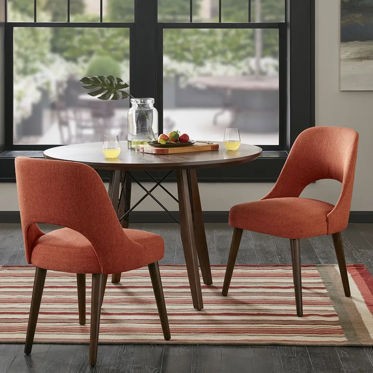 INK+IVY Nola Orange/Dark Brown Dining Side Chair (Set of 2)