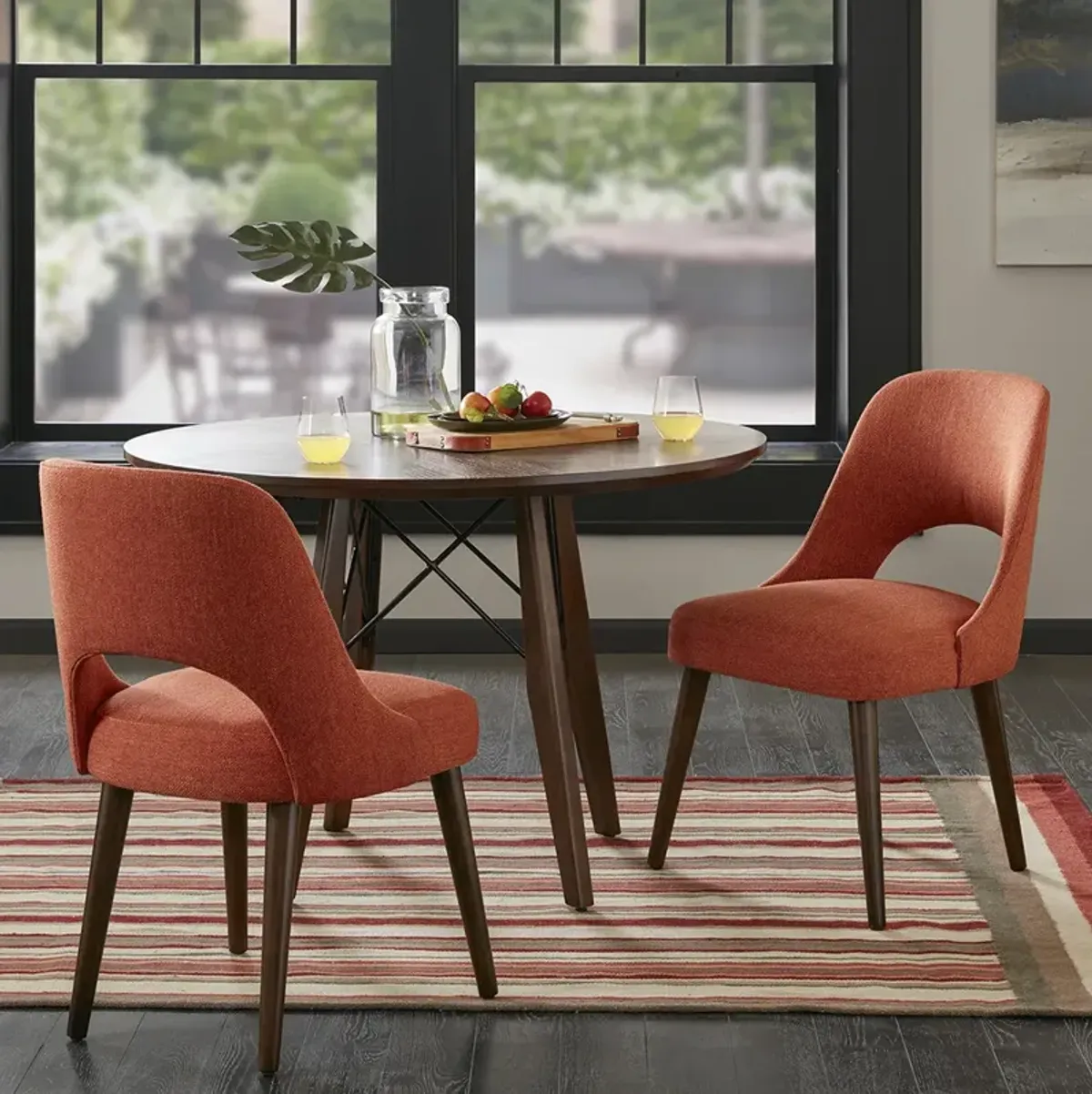 INK+IVY Nola Orange/Dark Brown Dining Side Chair (Set of 2)