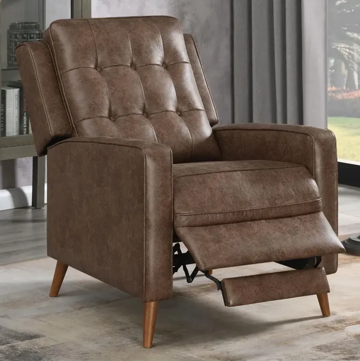 Davidson Upholstered Tufted Push Back Recliner Brown