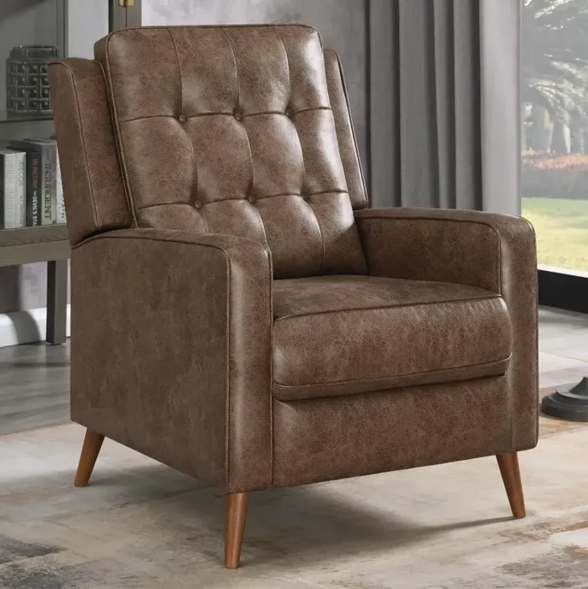 Davidson Upholstered Tufted Push Back Recliner Brown