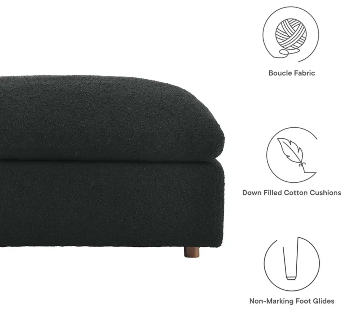 Commix Down Filled Overstuffed Boucle Fabric Ottoman