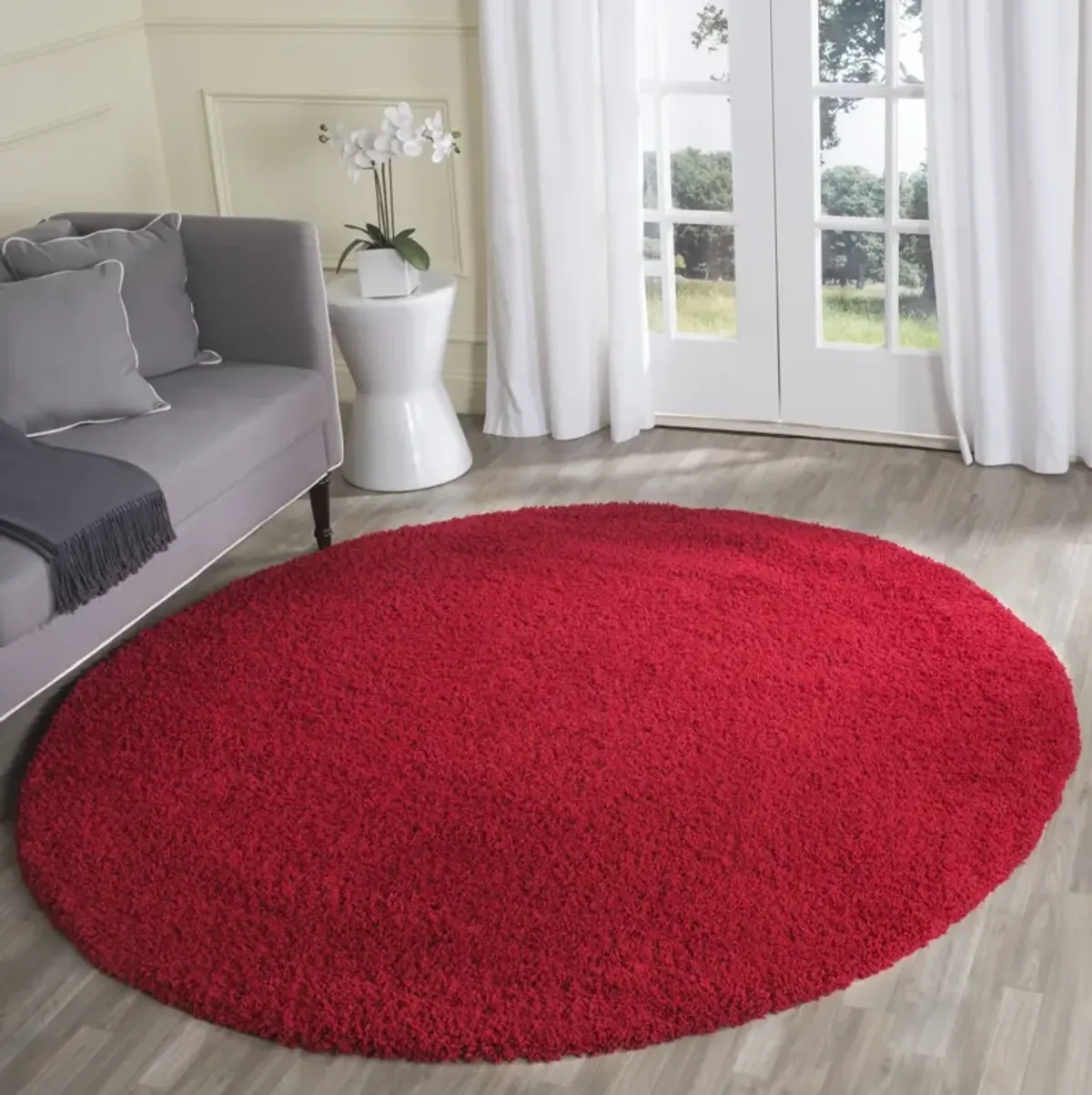 LAGUNA SHAG 303 RED 5'-3' x 5'-3' Round Round Rug