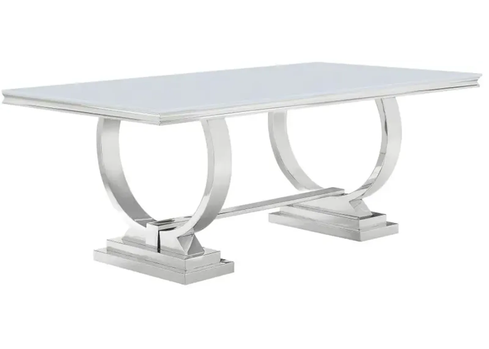 Antoine Rectangle Dining Table White and Chrome