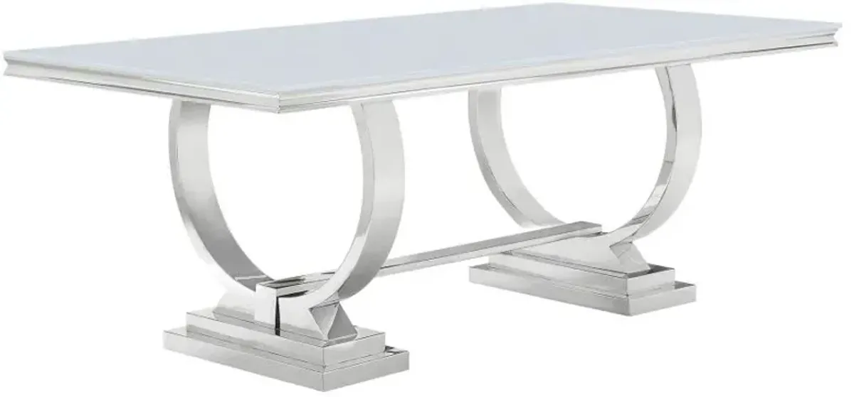 Antoine Rectangle Dining Table White and Chrome