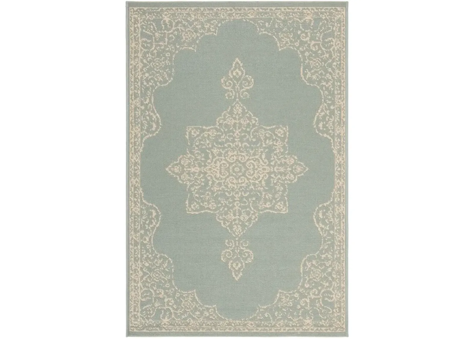 LINDEN 180 Collection LND180L-5 Cream / Aqua 5'-3" X 7'-6"