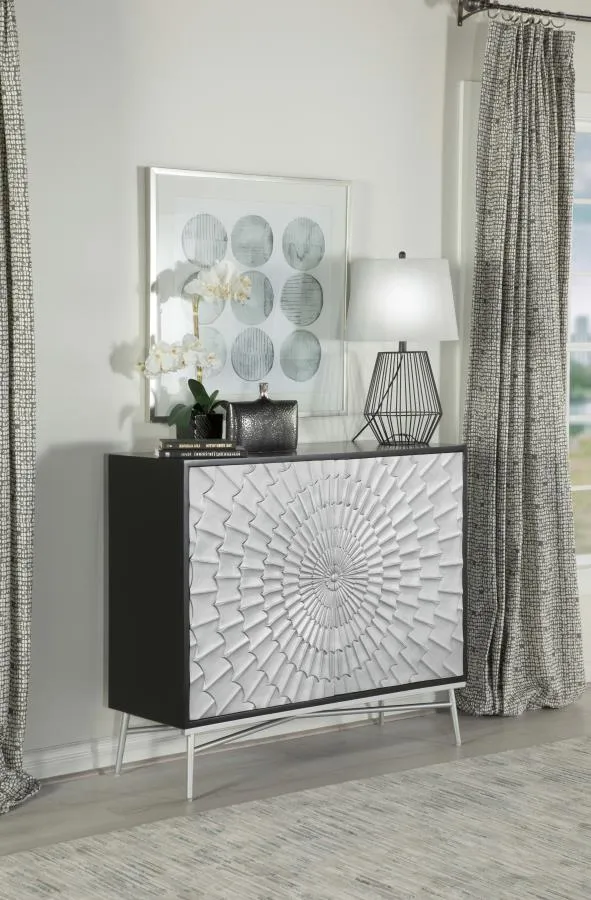 Josie Rectangular 2-door Accent Cabinet Black and Silver