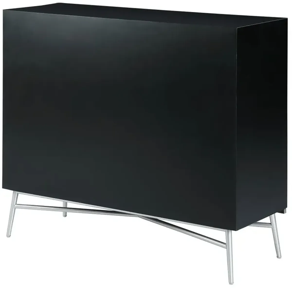 Josie Rectangular 2-door Accent Cabinet Black and Silver