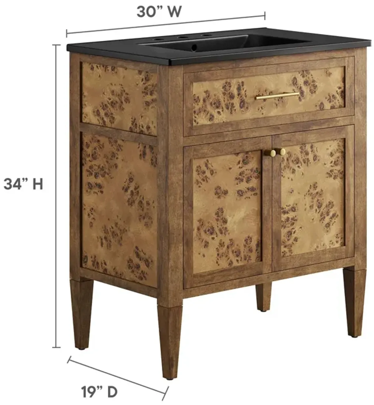 Elysian 30" Wood Bathroom Vanity