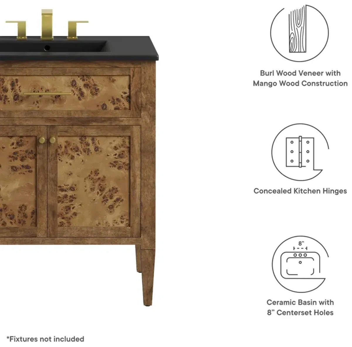 Elysian 30" Wood Bathroom Vanity