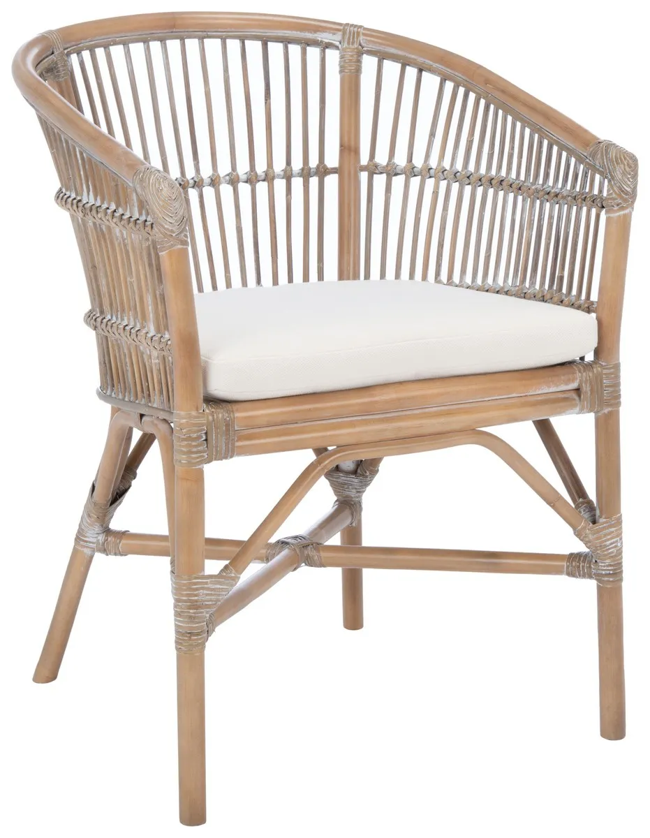 OLIVIA RATTAN ACCENT CHAIR W/ CUSHION