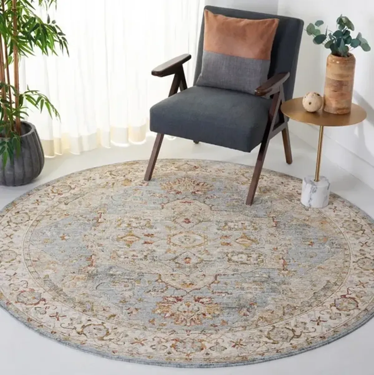 HAMILTON 110 Blue 6'-7' X 6'-7' Round Round Rug