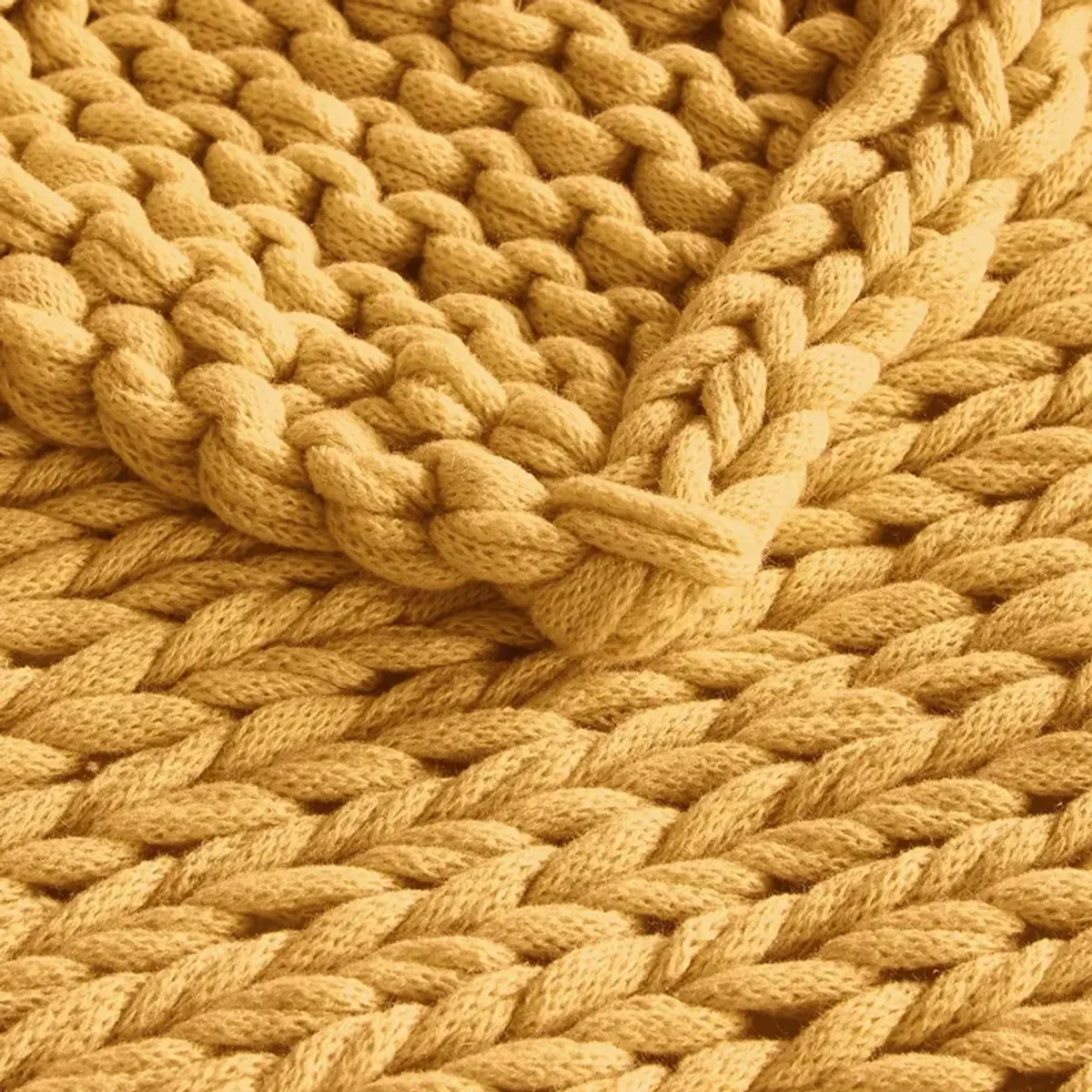 Madison Park Chunky Double Knit Yellow Handmade Throw