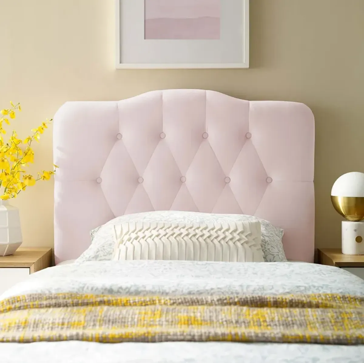 Annabel Twin Diamond Tufted Performance Velvet Headboard