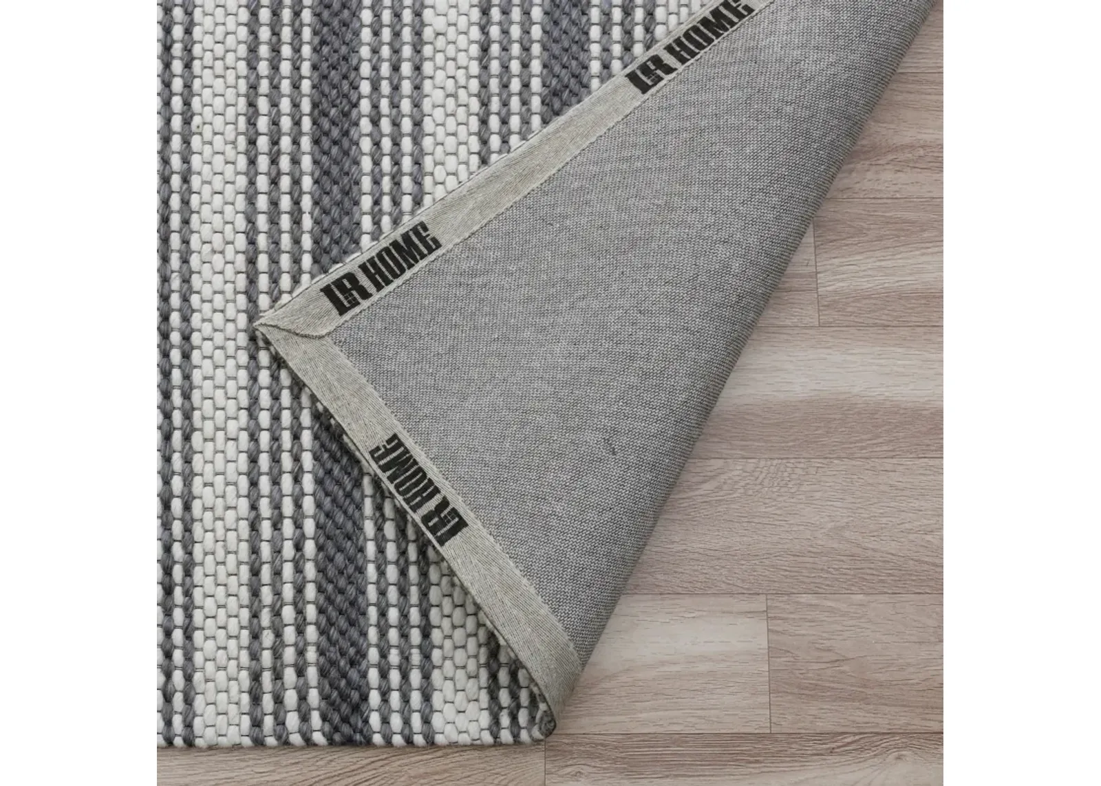 Bigen Dan Dark Gray/Ivory Transitional Striped Organic Wool Indoor Area Rug, 7'9" x 9'9"