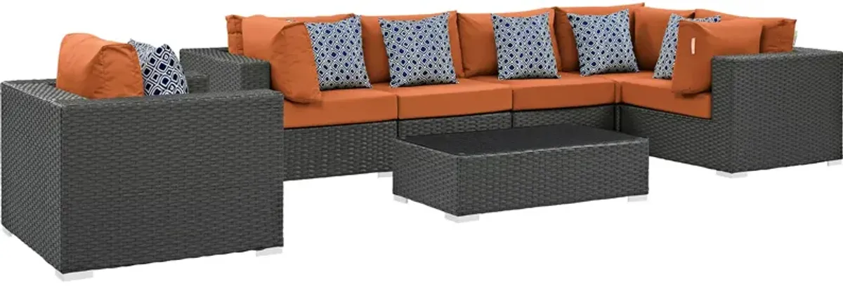 Sojourn 7 Piece Outdoor Patio Sunbrella® Sectional Set